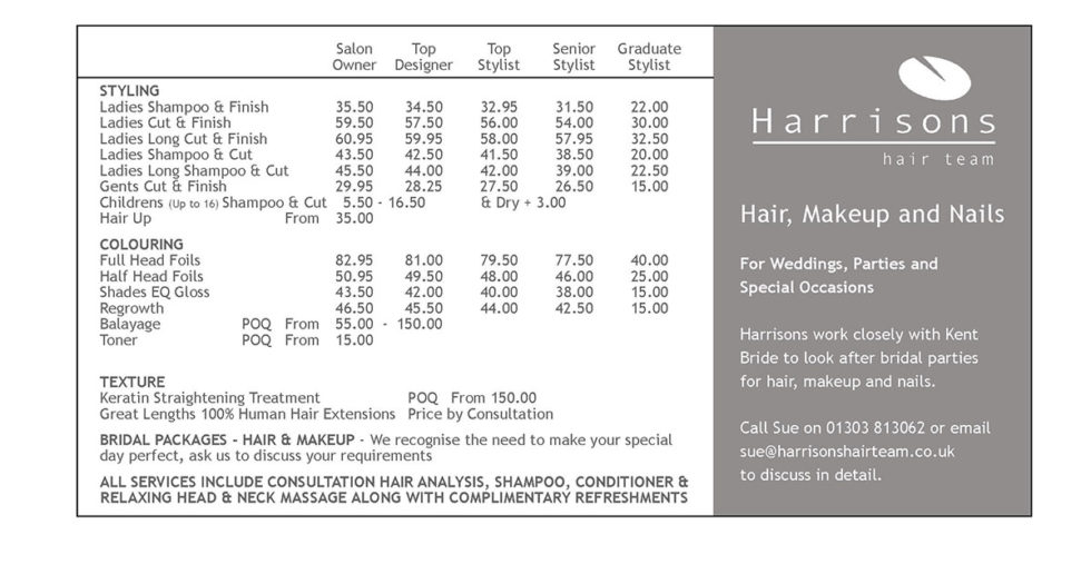 Hairdressers in Ashford. Harrisons Hair Team Evegate.