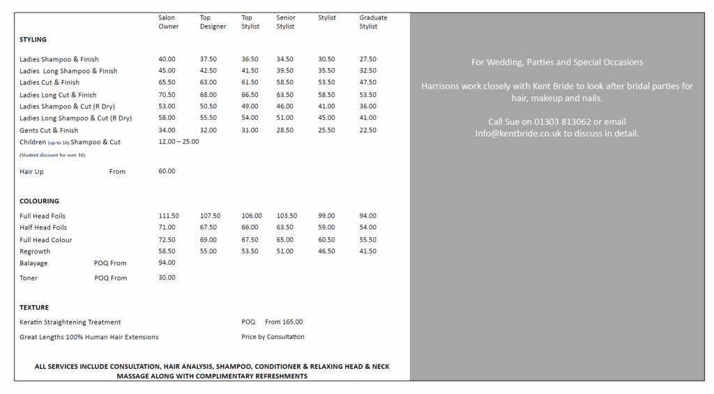 Harrisons Prices